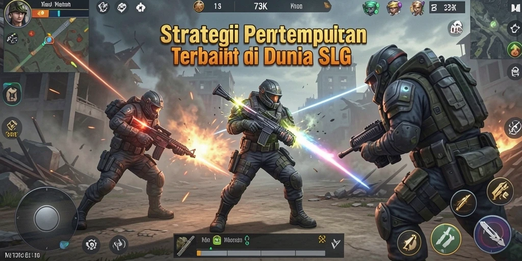 Screenshot menampilkan aksi pertempuran menarik dalam game SLG.