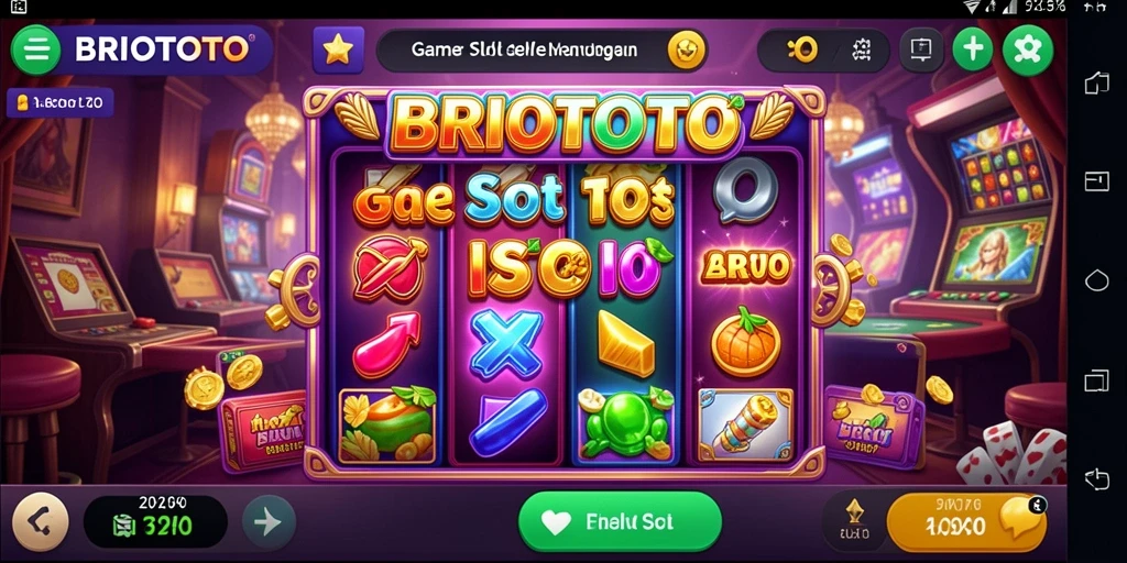 Screenshot BRIOTOTO menampilkan gameplay Slot yang mendebarkan.