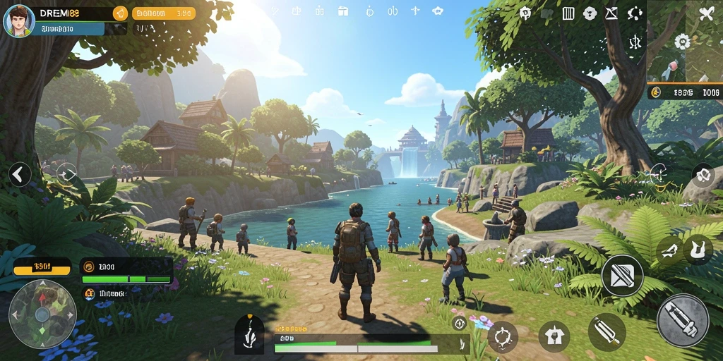 Screenshot DOREMI88 menampilkan pemain menjelajahi dunia terbuka yang luas.