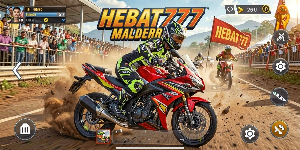 Gameplay mendebarkan dengan balapan motor yang cepat.
