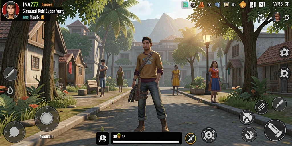 Tangkapan layar gameplay menarik dari INA777 yang menunjukkan interaksi dan eksplorasi dunia virtual.