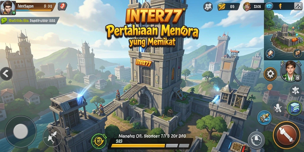 Tampilan gameplay INTER77 yang mendebarkan dalam pertahanan menara.