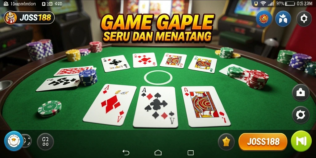 Tampilan screenshot JOSS188 menampilkan permainan Gaple yang seru dan interaktif.