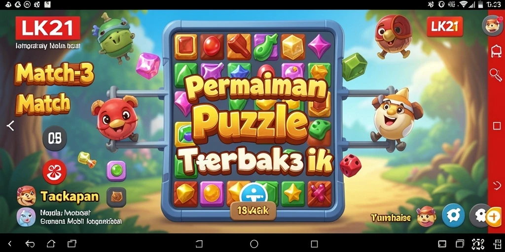 Tampilan gameplay seru dan berwarna dari LK21 Match-3.