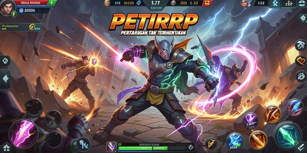 Screenshot gameplay <strong>PETIRRP</strong> yang menunjukkan aksi seru di arena MOBA.
